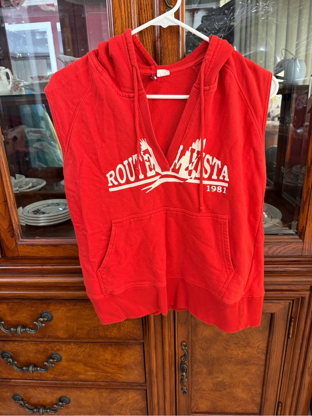 H&M Red Sleeveless Hoodie - Casual Women's Top